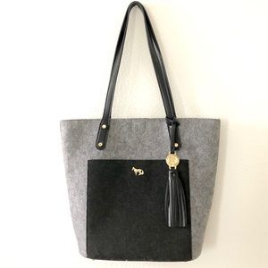 ✨ Emma Fox Black and Grey Felt Tote Bag / Purse ✨